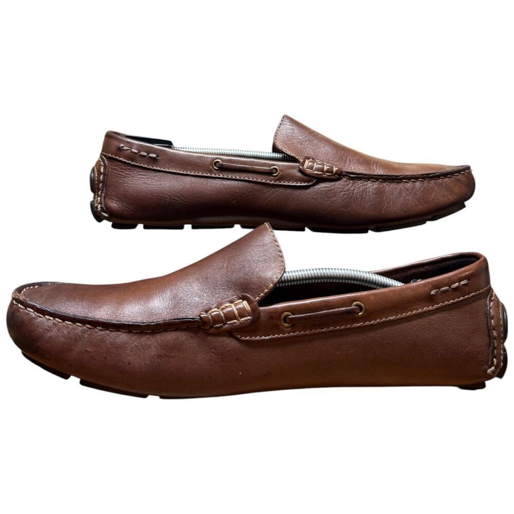 VIA SPIGA Drive Along Men's 9.5 Brown Genuine Leather Driving Casual Shoes - Picture 2 of 14